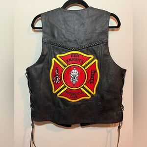 MOB Classic Series Leather Side Lace Motorcycle Vest Big Men/Women Black Size M